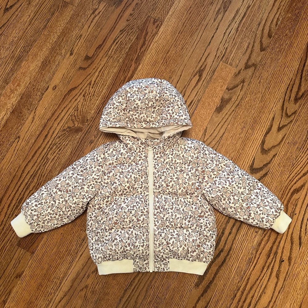 Rylee + Cru Harvest Floral Puffer Jacket, Size 2-3